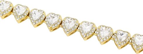 Luxurious Iced Out 10mm Ladies Heart Cluster Chains - Elegant Jewelry with Simulated Diamonds and Cubic Zirconia in Durable Alloy - in 14k Gold or Silver Tone Finish - Single Chain and Chains Combo in Saudi Arabia