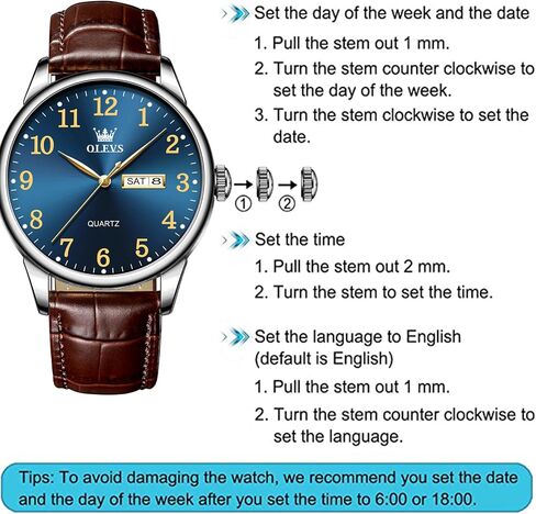 OLEVS Watch Men Mens Watches Watches for Men Leather Band Classic Brown Leather Watch Men, Analog Watch Men, Black Mens Leather Watch, Dress Waterproof Large Face Mens Watch,Relojes para Hombres Watch in Saudi Arabia