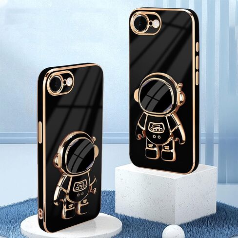 for iPhone 15 Pro Max Case, Cute 3D Astronaut Stand with [2 Screen Protector] [Camera Protection] Kickstand Shockproof Silicone Soft Cover for Apple iPhone 15 Pro Max Phone Case, Black in Kuwait
