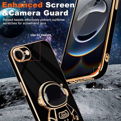for iPhone 15 Pro Max Case, Cute 3D Astronaut Stand with [2 Screen Protector] [Camera Protection] Kickstand Shockproof Silicone Soft Cover for Apple iPhone 15 Pro Max Phone Case, Black in Kuwait