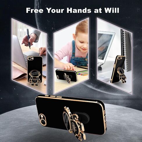 for iPhone 15 Pro Max Case, Cute 3D Astronaut Stand with [2 Screen Protector] [Camera Protection] Kickstand Shockproof Silicone Soft Cover for Apple iPhone 15 Pro Max Phone Case, Black in Kuwait