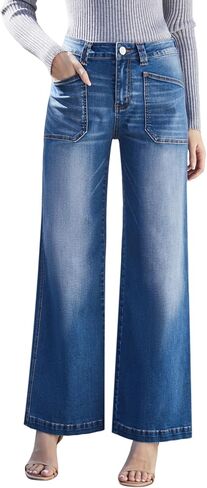 Women's Wide Leg Sweatpant Jeans Y2k Baggy Loose Trouser Jeans High Waisted Stretch Denim Pants in Saudi Arabia