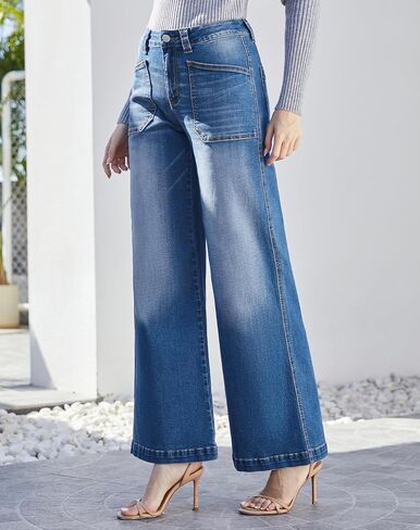 Women's Wide Leg Sweatpant Jeans Y2k Baggy Loose Trouser Jeans High Waisted Stretch Denim Pants in Saudi Arabia