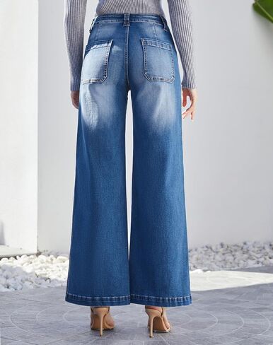 Women's Wide Leg Sweatpant Jeans Y2k Baggy Loose Trouser Jeans High Waisted Stretch Denim Pants in Saudi Arabia