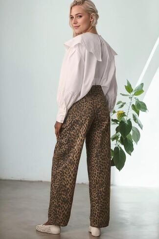 Kedera Leopard Carpenter Cargo Jeans Barrel Jeans for Women Wide Leg Denim Pants Y2k Baggy Boyfriend Jeans with Pockets in Saudi Arabia