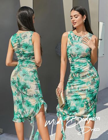 نساء الصيف ruched bodycon اللباس بلا أكيام in Kuwait