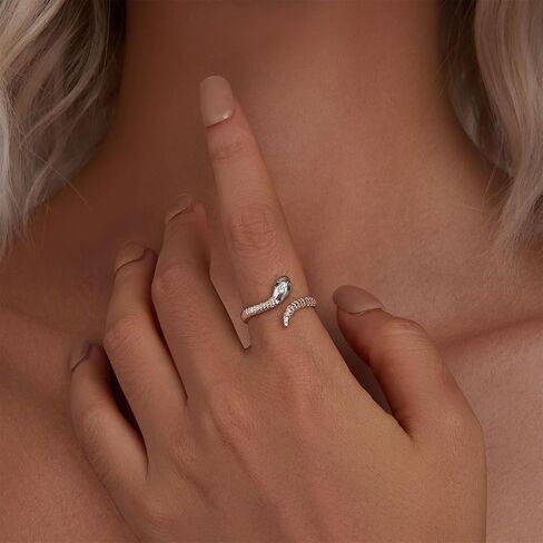 Bisaer 925 Sterling Silver Ring قابلة للتعديل لطيف الفريد من نوعه Cat Snake Butterfly Dragonfly Frasnable Ring for Women المجوهرات in Kuwait