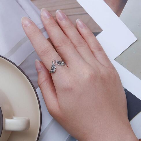 Bisaer 925 Sterling Silver Ring قابلة للتعديل لطيف الفريد من نوعه Cat Snake Butterfly Dragonfly Frasnable Ring for Women المجوهرات in Kuwait