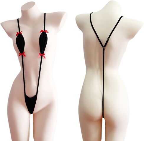 Set of 2 Women Sling Shots Bikini V-Neck Extreme Micro Monokini Swimsuit One Piece Swimwear Lingerie in Saudi Arabia