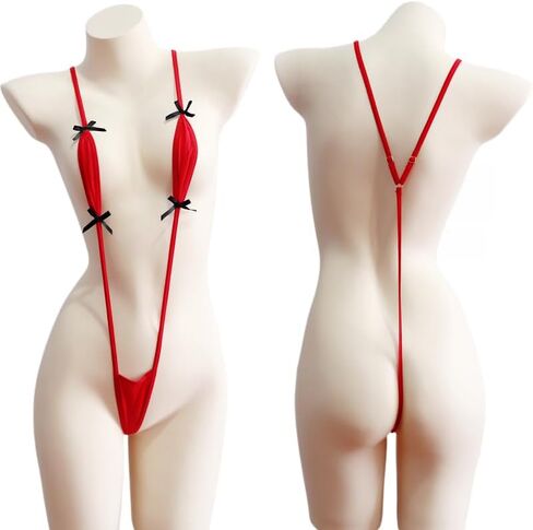 Set of 2 Women Sling Shots Bikini V-Neck Extreme Micro Monokini Swimsuit One Piece Swimwear Lingerie in Saudi Arabia