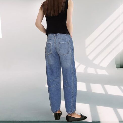Barrel Jeans for Women Mid Rise Heart Printed Denim Ankle Pants Vintage Baggy Boyfriend Jeans in Kuwait