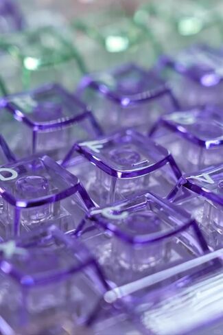 157 Keys Transparent PC Material Custom Keycaps Cherry Profile UV Transfer Printing Keycaps for Cherry MX Gateron Kailh Cross Type Switch ANSI Mechanical Keyboard (Purple) in Kuwait
