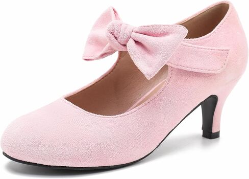 Enelauge Women's Bow Mary Jane Pumps Low Hist Histen Cheels Round Round Toe Strap Wedding Office Office Offic in Kuwait