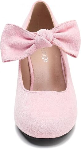 Enelauge Women's Bow Mary Jane Pumps Low Hist Histen Cheels Round Round Toe Strap Wedding Office Office Offic in Kuwait