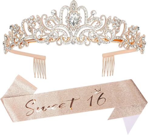 Yariew Sweet 16 عيد ميلاد للبنات ، Sweet 16 Sash and Tiara ، و Crown و Sash ، هدايا عيد الميلاد السادس عشر in Kuwait
