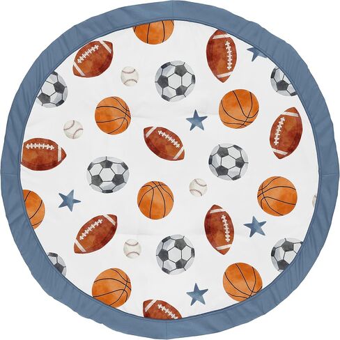 Sweet Jojo Designs Vintage Airplane Boy Baby Playmat Tummy Time الرضع لعب حصيرة - رمادي أصفر برتقالي أحمر أبيض وأزرق طائرات الهواء طائرة النقل الغيوم الشمس السماء طيار الطيران in Kuwait