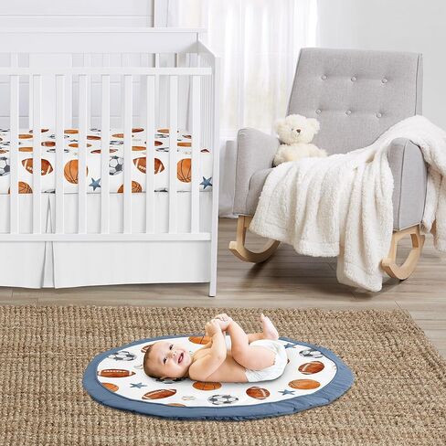 Sweet Jojo Designs Vintage Airplane Boy Baby Playmat Tummy Time الرضع لعب حصيرة - رمادي أصفر برتقالي أحمر أبيض وأزرق طائرات الهواء طائرة النقل الغيوم الشمس السماء طيار الطيران in Kuwait