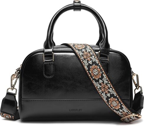 Vegan Leather Boston Bag For Women Vintage Top Handle Satchel Purse Hobo Shoulder Barrel Satchel Handbags in Saudi Arabia
