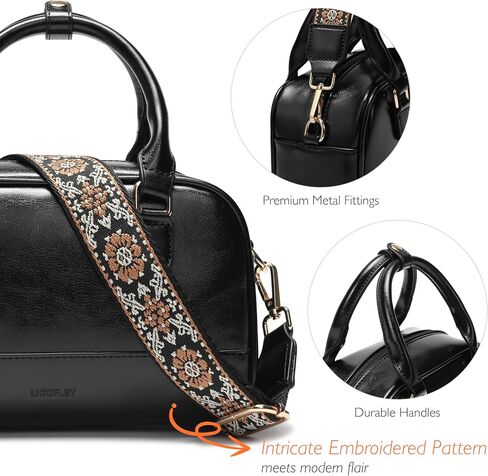Vegan Leather Boston Bag For Women Vintage Top Handle Satchel Purse Hobo Shoulder Barrel Satchel Handbags in Saudi Arabia