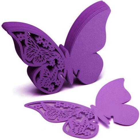 AKOAK Pearlized Paper Butterfly Table Number Place Card Name Card Wine Glass Cup Decoration Wall Decals Sticker for Wedding Party Favor Decor,50 Counts (Gold) in Kuwait