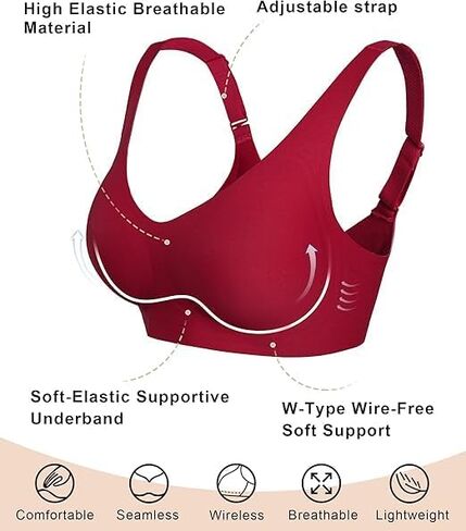 SHAPERX Bras for Women No Underwire Seamless Oversized Everyday Bra Comfort Wireless Padded Soft Support Bralette in Kuwait