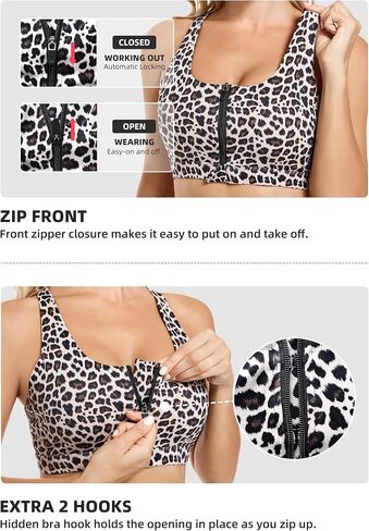 Front Zipper Sports Bras for Women High Impact Workout Bra Tops Padded Criss-Cross Back Yoga Training Running Bras in Saudi Arabia