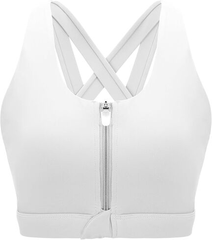 Front Zipper Sports Bras for Women High Impact Workout Bra Tops Padded Criss-Cross Back Yoga Training Running Bras in Saudi Arabia