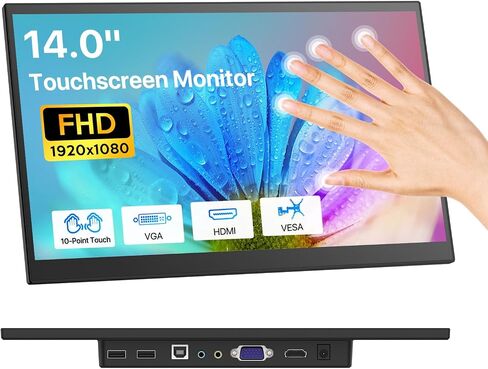 MAGEX 15.6" Touchscreen Monitor, HDMI+VGA+DVI FHD 1920x1080p Rp Pi CCTV Touch Screen Monitor 10-Point Touch Display with Remote Control Speakers VESA for Pi PS4/5 Laptop PC Xbox CCTV in Saudi Arabia