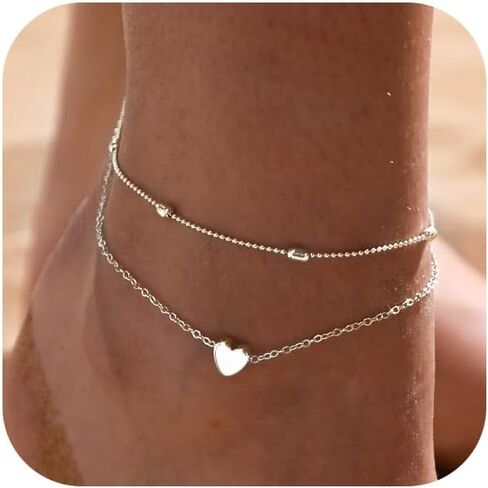 أساور الكاحل فيروفي للنساء مقاوم للماء ، طائرة القلب المطلية بالذهب 14 ألف in Kuwait