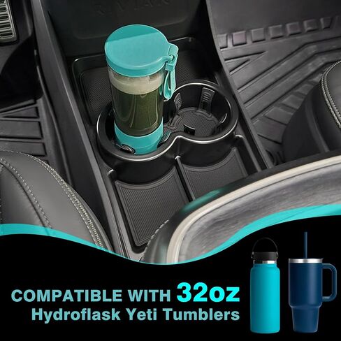 BestEvMod Gen 2 Lower Center Console Organizer Tray Compatible with Rivian R1T R1S 2025 Gen 2 Fit 32oz Bottle Interior Accessories ABS Material with PVC Trim Floor Console Storage (Black) in Saudi Arabia