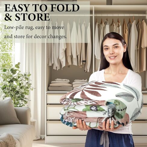 Boho Floral Area Rug 8x10 ، سجاد غرفة معيشة غير قابلة للغسل ، سجادة مقاومة للمياه منخفضة البليون لغرفة النوم ، المطبخ ، والمدخل ، 8x10 ، وردي in Kuwait