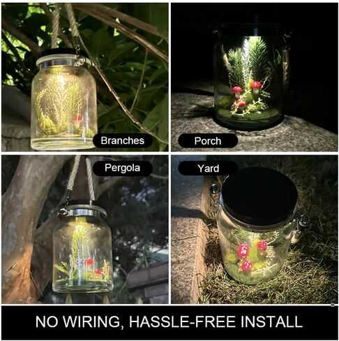 شمسي ماسون الجرار ديكور ، ماسون جرة ضوء الليل مع Micro Mushroom Flazroom Moss ، Solar Lights Decor in Saudi Arabia