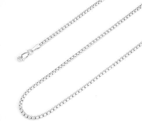 Nometo Solid 925 Sterling Silver Box Chain chain chain class clasp clasp chain for Men Silver Necklace chain for Women 16/18/20/22/24/26/30 Inches in Kuwait
