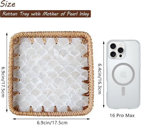 Rattan Rectangular Valet Tray-Rustic Decorative Desktop Vanity Trays,Organized Nightstand Pallet for Men- EDC Catchall Tray for Keys,Watch,Wallet,Jewelry-Modern Bedside Caddy in Saudi Arabia