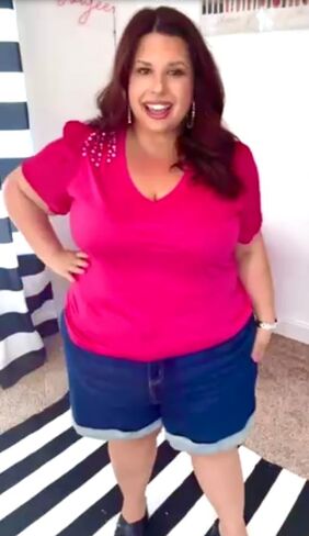 Tiyomi Plus Size Henley Tops قمصان قصيرة الأكمام للنساء Summer Tunics XL-5XL in Kuwait