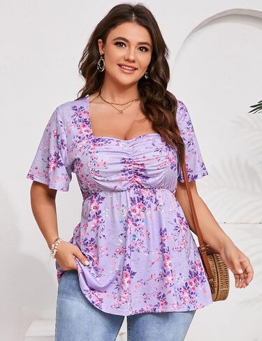 Shopwonder Women Plus Size Sweetheart Neck Tunic Tucles Shorts Peplum babydoll disual plouse tirts t in Kuwait
