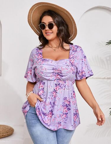 Shopwonder Women Plus Size Sweetheart Neck Tunic Tucles Shorts Peplum babydoll disual plouse tirts t in Kuwait
