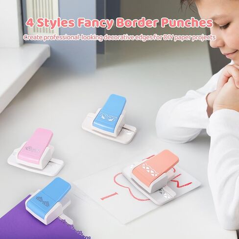 Anjetan 2pcs Border Punches, Border Edge Craft Floral Pattern Punches, Flower Design Embossing Punch Tools, Scroll Punch for Scrapbooks, Wedding Cards, Greeting Cards, Decoration and DIY Arts in Kuwait