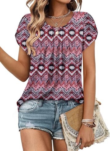 فقط قمصان ذات الأكمام القصيرة ذات الأزهار القصيرة للسيدات in Kuwait