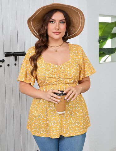 Shopwonder Women Plus Size Sweetheart Neck Tunic Tucles Shorts Peplum babydoll disual plouse tirts t in Kuwait
