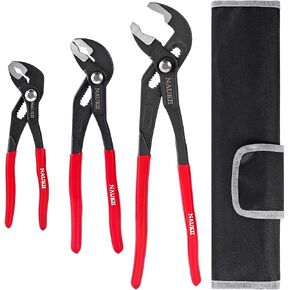 3piece Water Pump Pliers Set 8/10/12 inch Groove Joint Pliers Set Non-Slip Grip Precision Clamping Plumbing Lock Plier for Repairs Quick Release Adjustable Plier Set