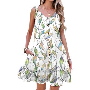 ETCYY NEW Summer Dresses for Women Tiered Swing Beach Cover Up Dress A Line Short Sundresses Knee Length