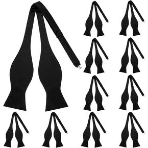 Ramede 10 Pcs Mens Solid Bowtie Self Tie Bow Ties Black Silk Adjustable Woven Classic Formal Bowties for Men Parties Wedding Groomsmen Elegant Costume Tuxedo Accessories