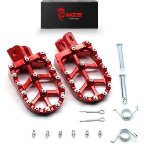 MZS Motorcycle Front Foot Pegs, Motocross Footpeg MX Footrest Rest Pedal Accessories CNC Red Compatible with GROM MSX125 2014-2025 / Monkey 2019-2025 / Dax 125 2025