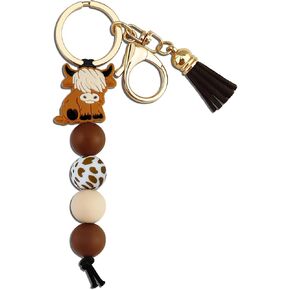 Highland Cow Decor Highland Cows Lover Gifts Bag Charm Jewelry with Tassel Mini Animal Car Key Chain Women Men