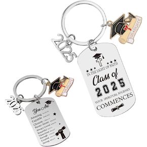 Class of 2025 Graduation Keychain - Graduation Gifts Christian Double Side Keyring with Bible Verse Inspirational Gift for Nurse School University College Middle High School Gradute Student