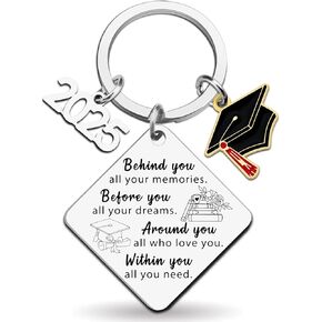 Graduation Gifts for Him Her Class of 2025 Senior Middle High School Graduation Gift Bulk for Boys Girls Cool College Master Degree Graduation Gift Behind You All Your Memories Graduates Keychain