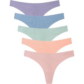 Seamless Thongs for Women No Show Thong Underwear Invisible Panties Womens Underwear pack of 5