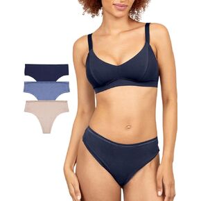 حزمة من القطن العضوي في منتصف الارتفاع ، Thong 3 ، والتنفس ، وعلامة مجانية ، ومريحة كل يوم ثونغ ، لا توجد ملابس داخلية عرض