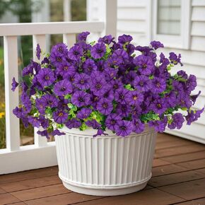 10 Bundles Morning Glory Artificial Flowers for Outdoor Decoration UV Resistant Fake Plastic Plants Artificial Greenery for Indoor Outdoor Garden Patio Window Box Home Decor
